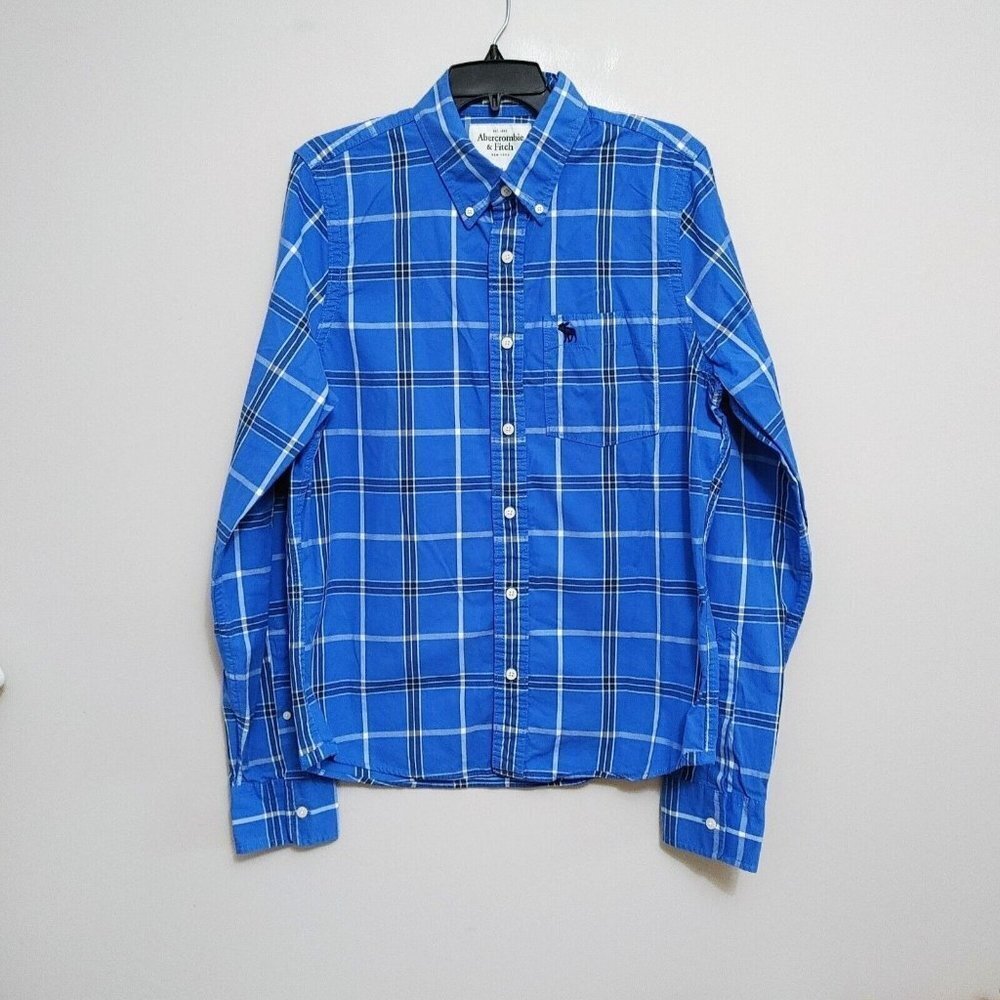 Abercrombie & Fitch Muscle Button Down Shirt Men's Size  XL Blue Plaid